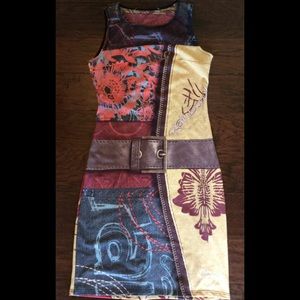 DESIGUAL Fitted Sleevless Dress with Funky Design.